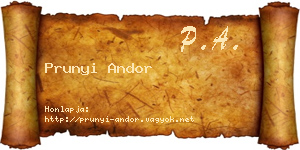 Prunyi Andor névjegykártya
